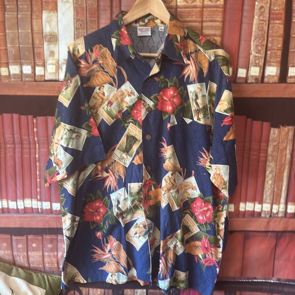 Rare Vintage Ron Jon Kalaheo Hawaiian Shirt XL Golf Postcard Aloha Button Up